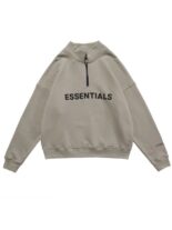 Essentials Half Zip High Collar Loose Hoodie