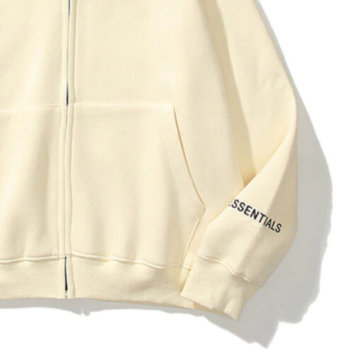 Essentials-Reflective-Print-Zip-up-Cream-Hoodie