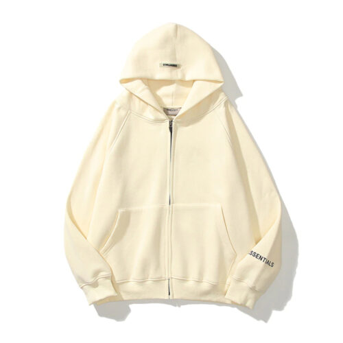 Essentials-Reflective-Print-Zip-up-Oversized-Cream-Hoodie