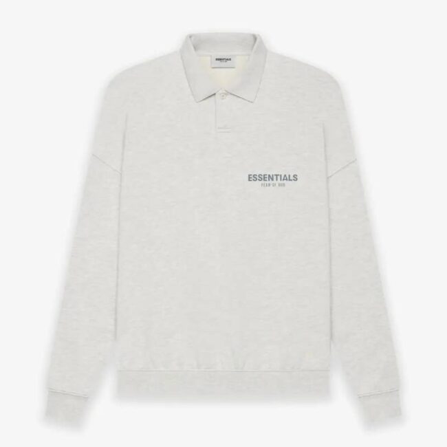 Fear-of-God-ESSENTIALS-Long-Sleeve-Polo-Sweatshirt-Gray