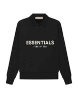 essentials-fear-of-god-long-sleeve-polo-sweatshirt-black-front